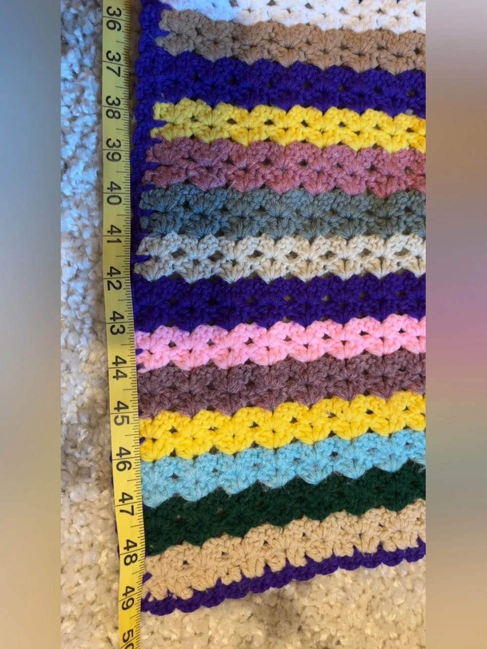 Vintage Handmade Multicolor Crochet Throw Blanket - Cozy Home Accent